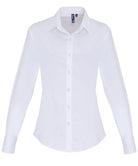 PR344 - Womens Stretch Fit Long Sleeve Cotton Poplin Shirt - The Staff Uniform Company