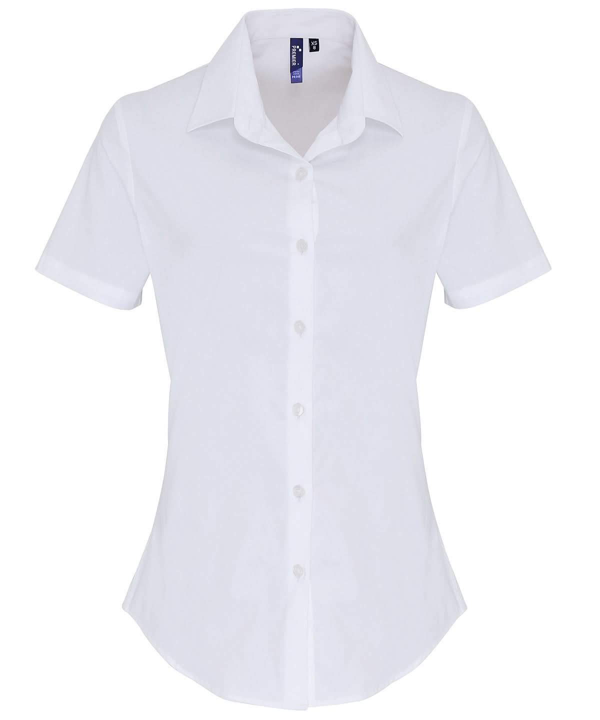 PR346 - Womens Stretch Fit Short Sleeve Cotton Poplin Shirt - The Staff Uniform Company