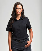 PR346: Ladies Stretch Fit Cotton Poplin Shirt Womens Short Sleeve Shirts Premier