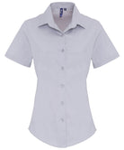 PR346: Ladies Stretch Fit Cotton Poplin Shirt Womens Short Sleeve Shirts Premier