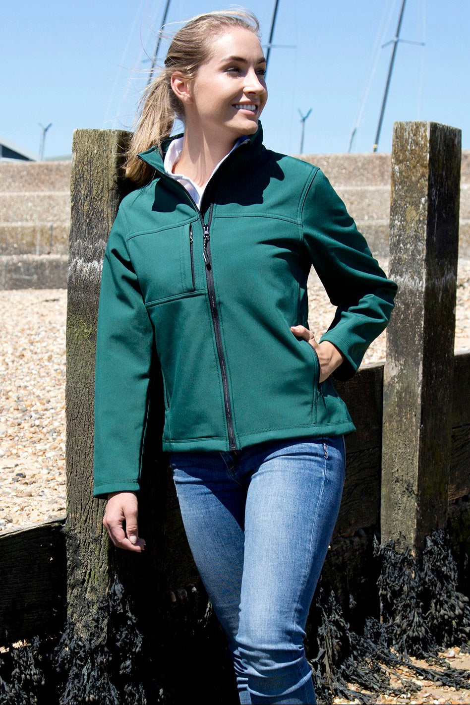 R121F: Womens Classic Soft-shell Jacket Womens Softshell Jackets Result Bottle Green S