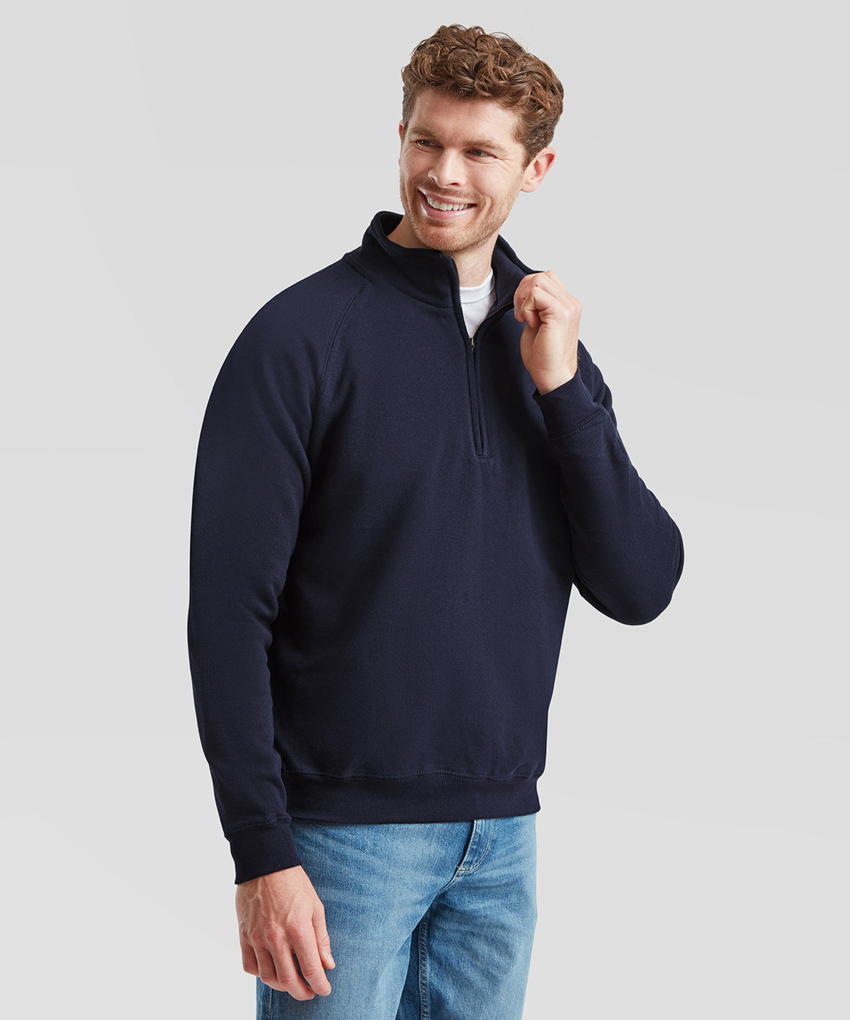 SS230: Classis 80/20 Zip Neck Sweatshirt Mens Sweatshirts Fruit of the Loom