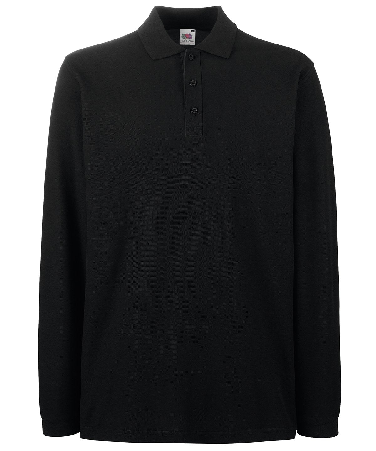 SS258: Premium Long Sleeve Polo Mens Polos Fruit of the Loom Black S