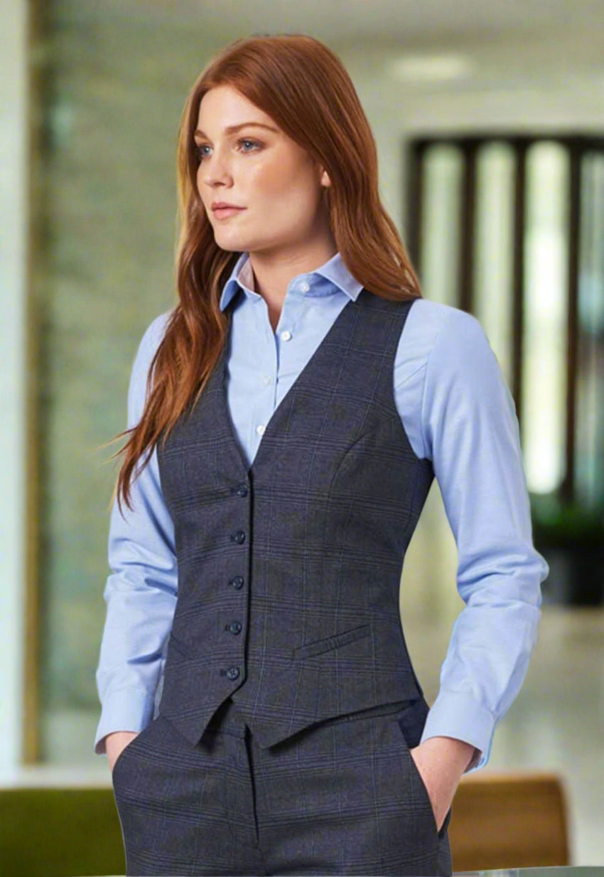 2363 - Olivia Check Waistcoat - The Staff Uniform Company