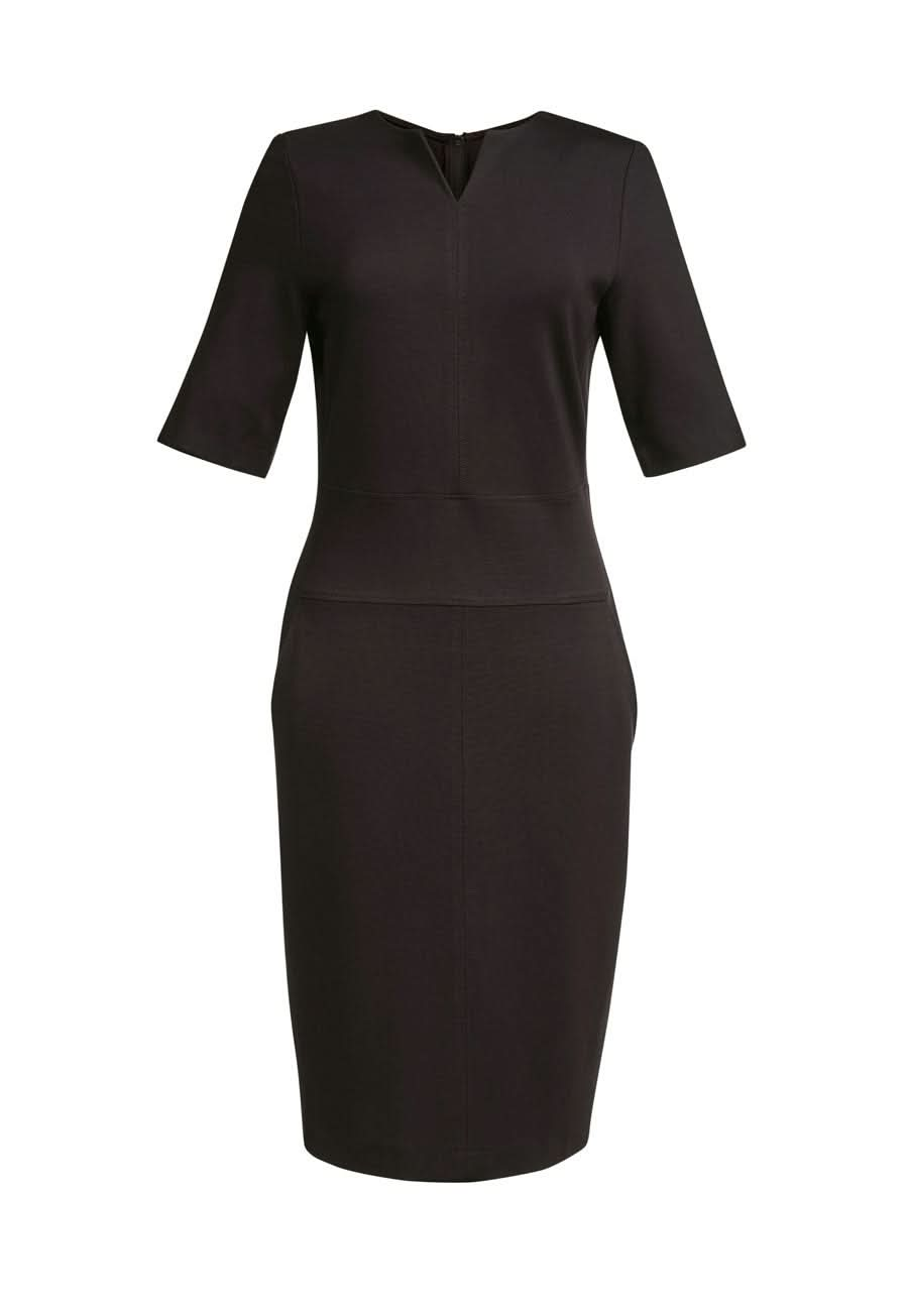 Celeste Jersey Stretch Notch Neck Dress Dresses Brook Taverner Black 6