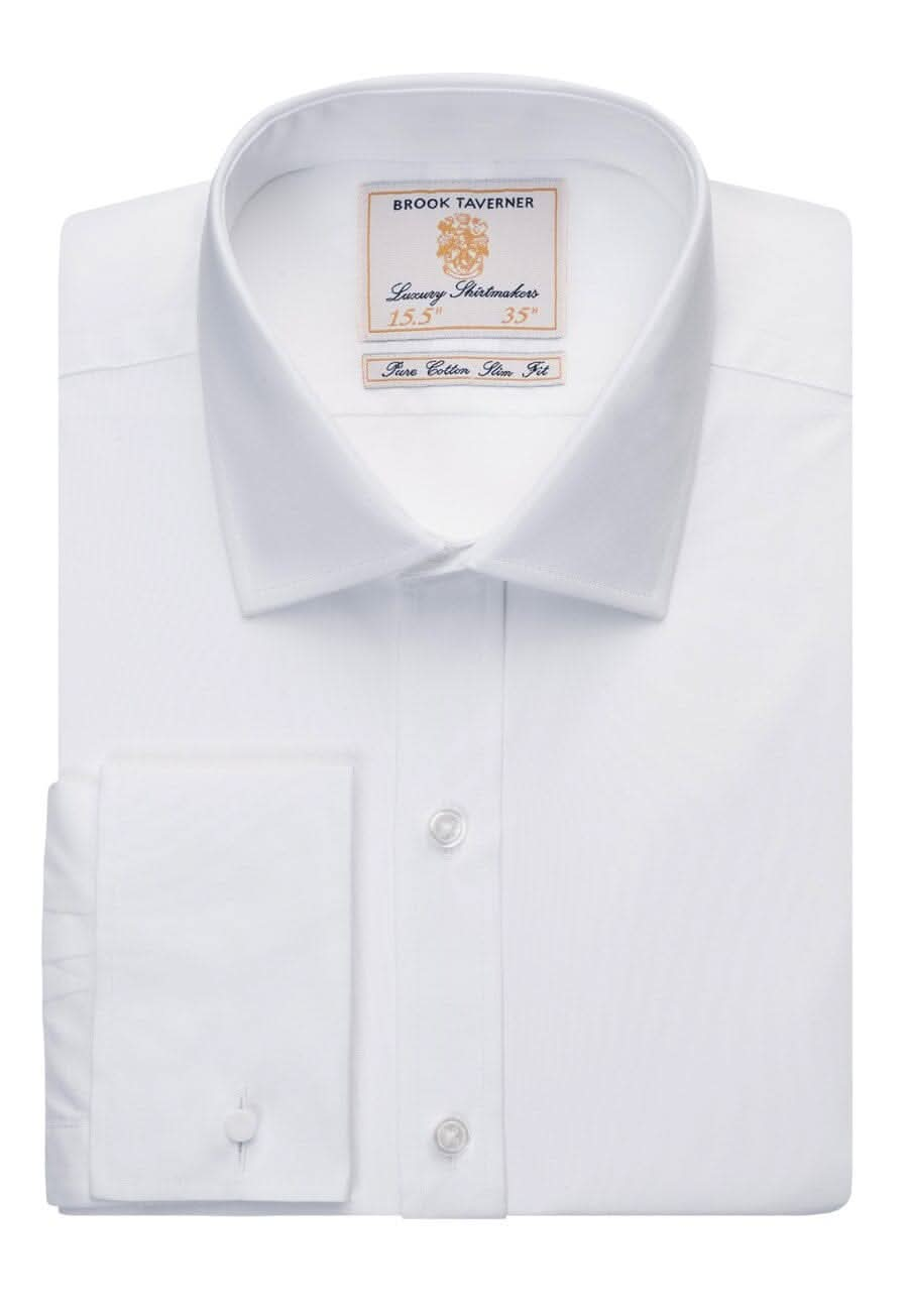 Chelford Mens Slim Fit Cotton Shirt Mens Long Sleeve Shirts Brook Taverner White 14.5"