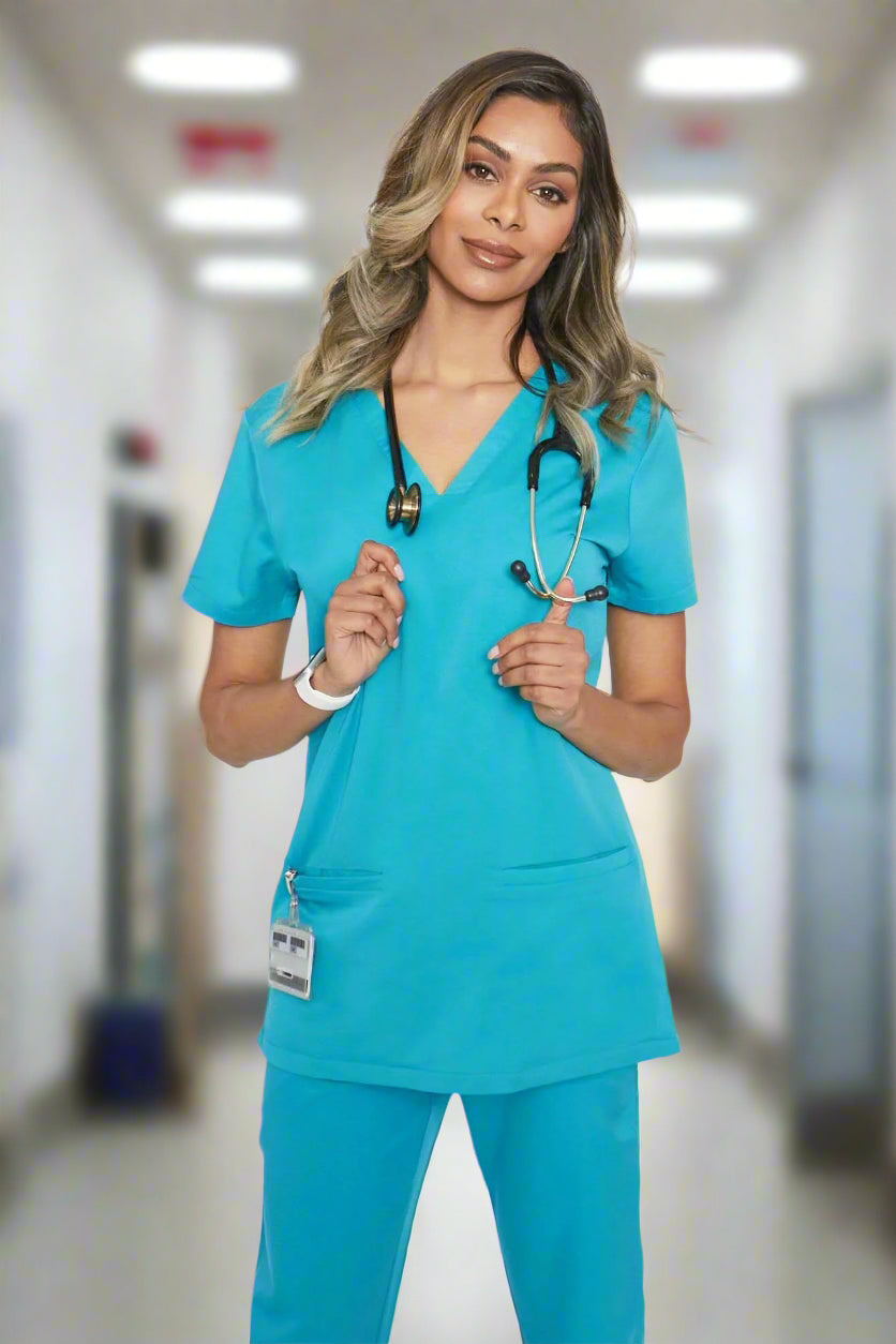 Ari Ladies Simki Scrub Top Scrubs Behrens Teal 2XS