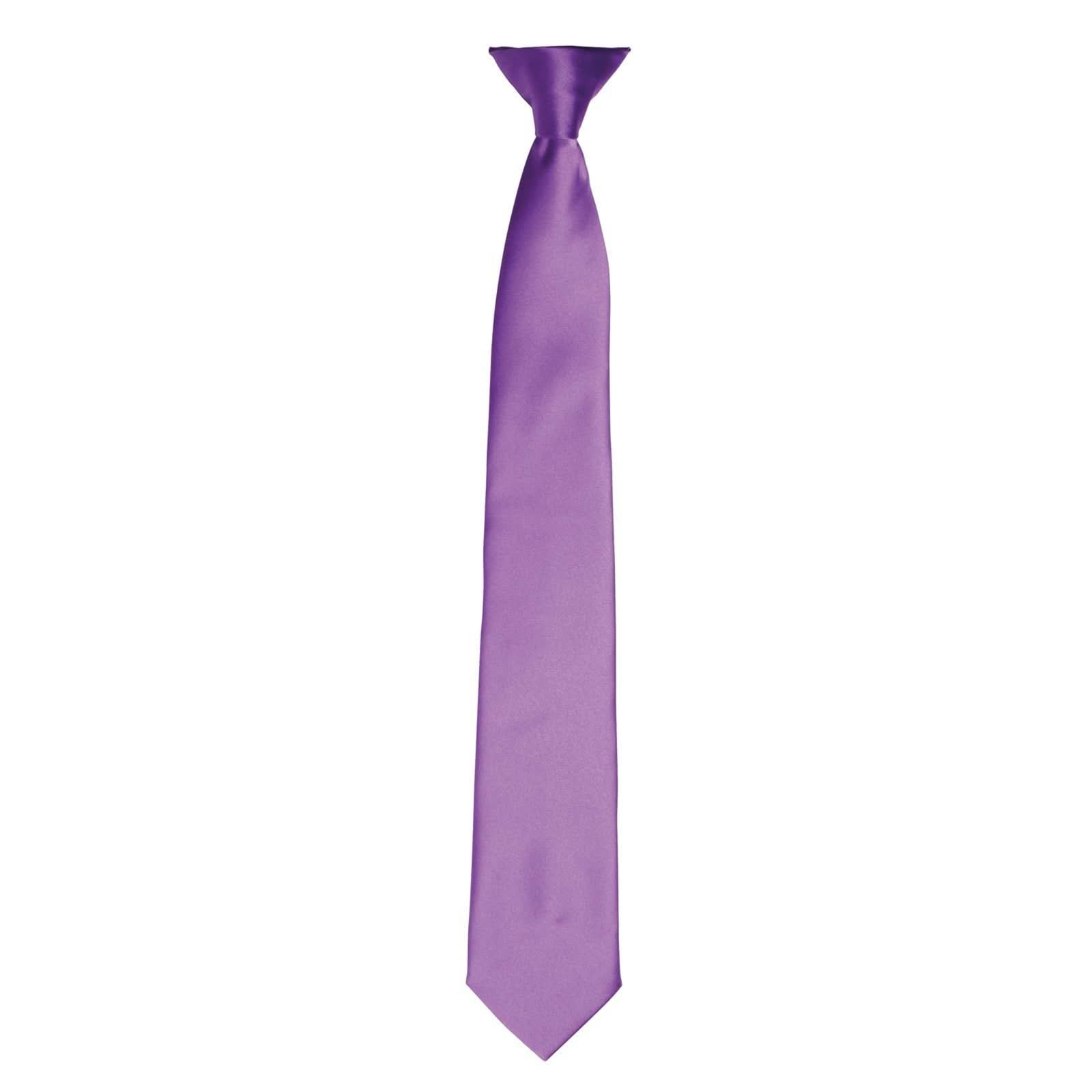 PR755: Colours Satin Clip Tie Ties Premier Rich Violet Regular