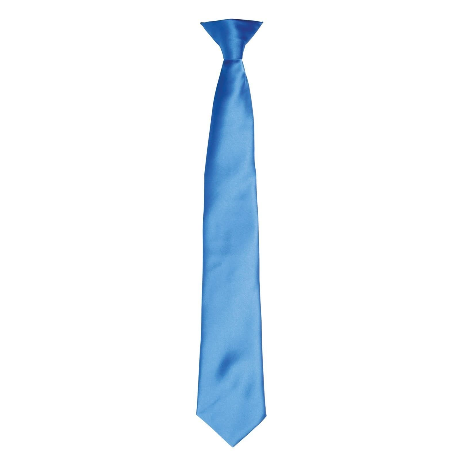 PR755: Colours Satin Clip Tie Ties Premier Sapphire Regular