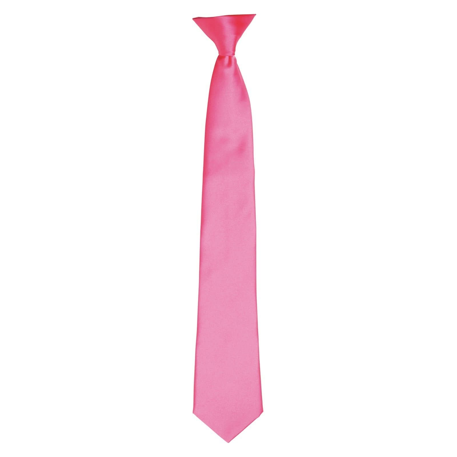 PR755: Colours Satin Clip Tie Ties Premier Fuchsia Regular