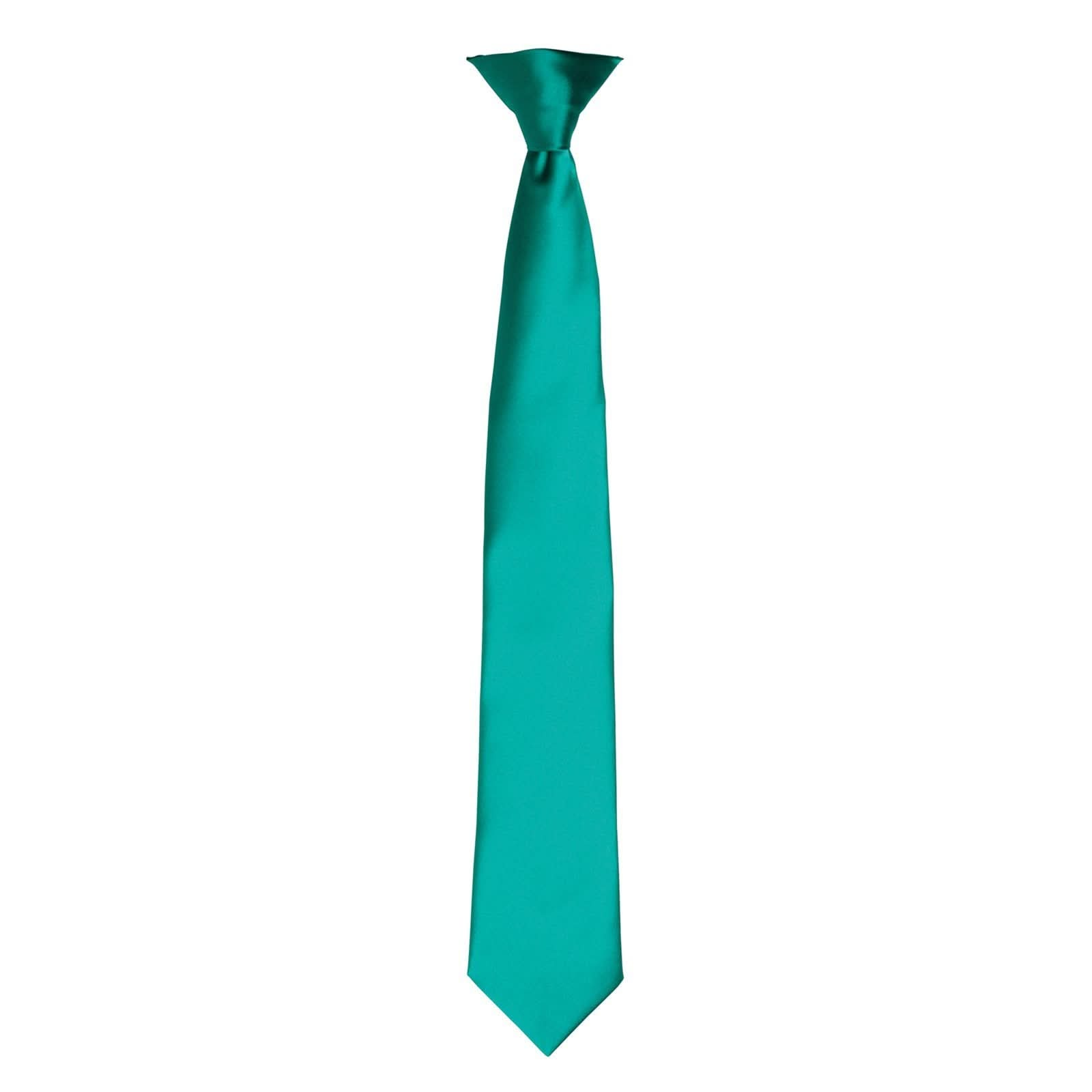 PR755: Colours Satin Clip Tie Ties Premier Emerald Regular