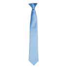 PR755: Colours Satin Clip Tie Ties Premier Mid Blue Regular