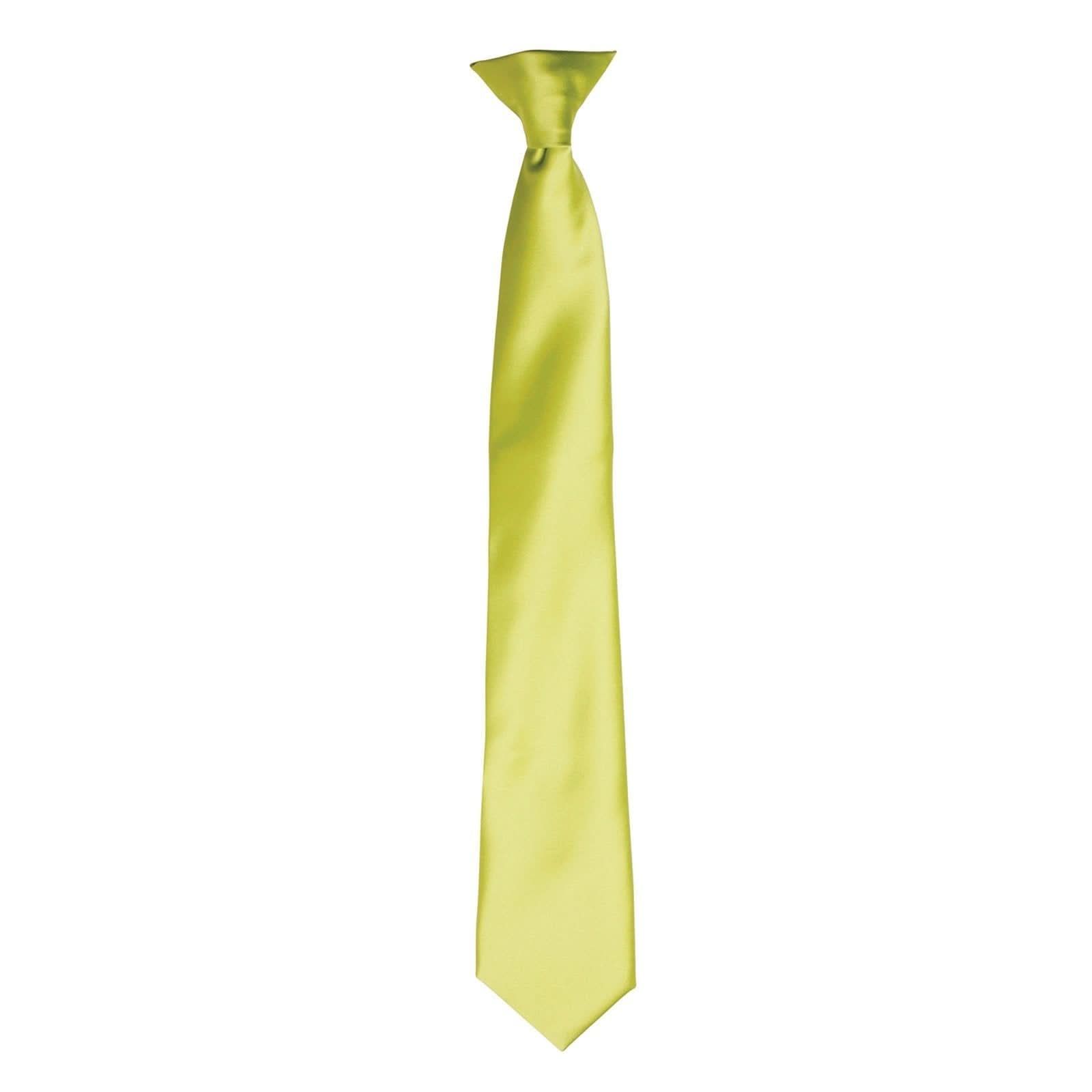 PR755: Colours Satin Clip Tie Ties Premier Lime Regular