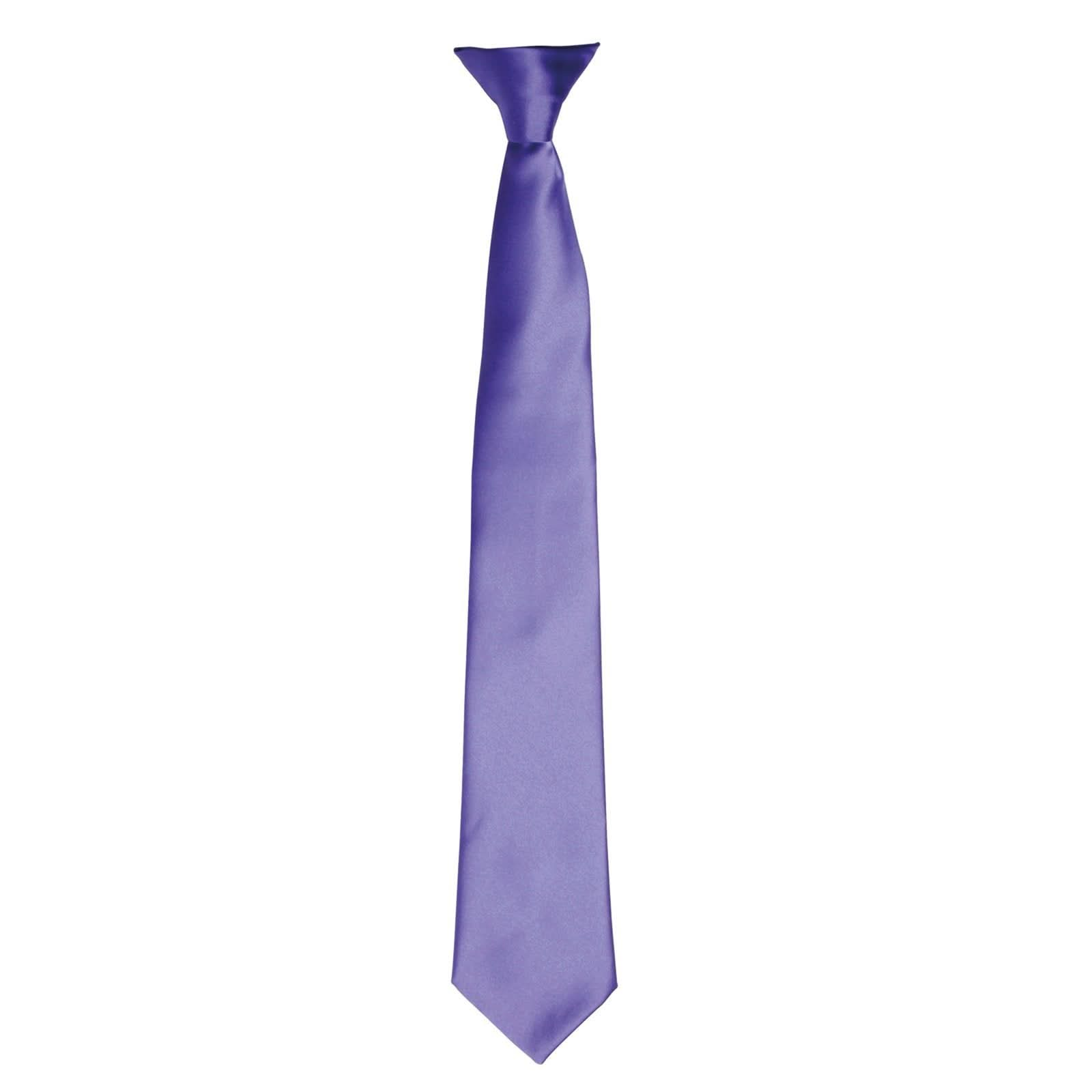 PR755: Colours Satin Clip Tie Ties Premier Purple Regular