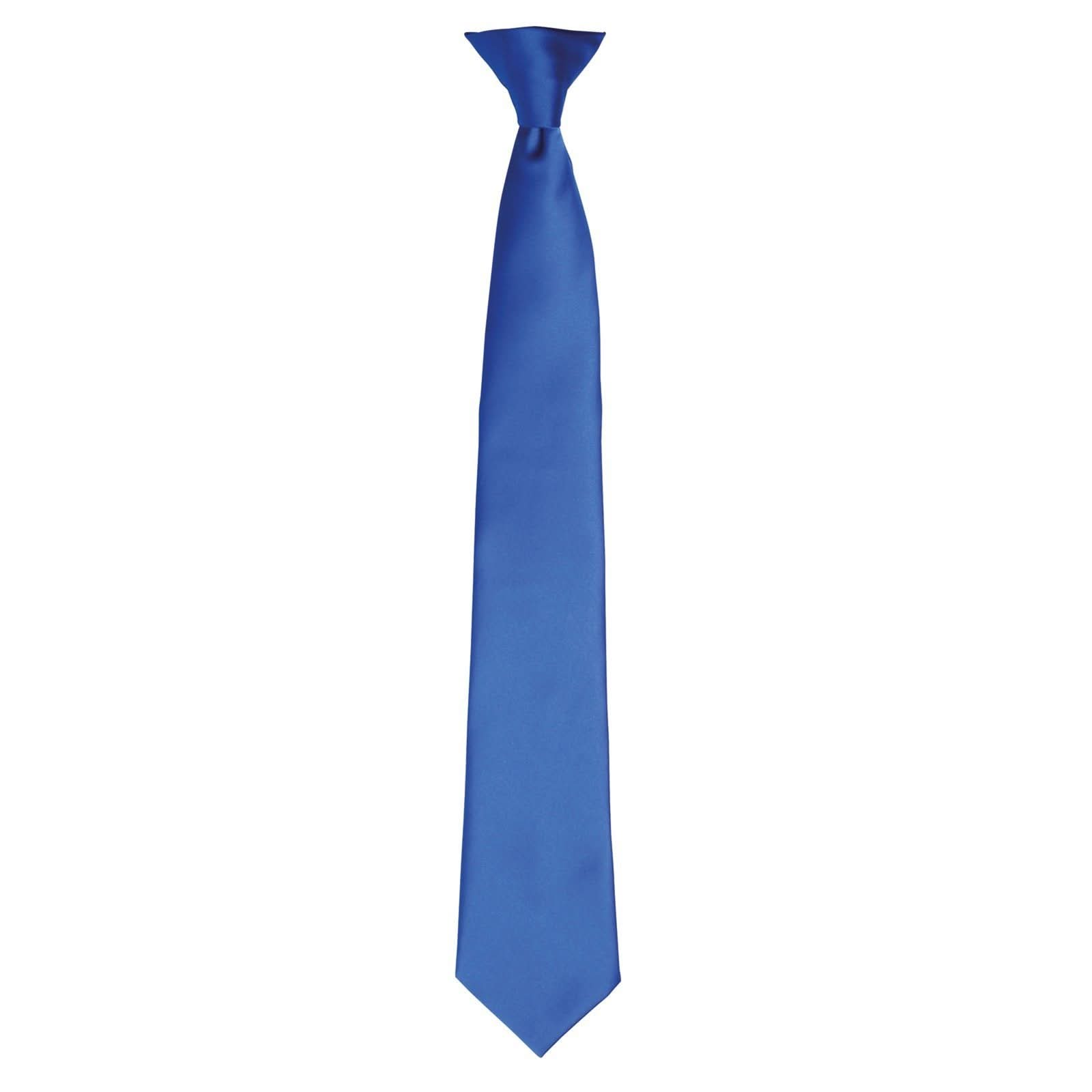 PR755: Colours Satin Clip Tie Ties Premier Royal Regular