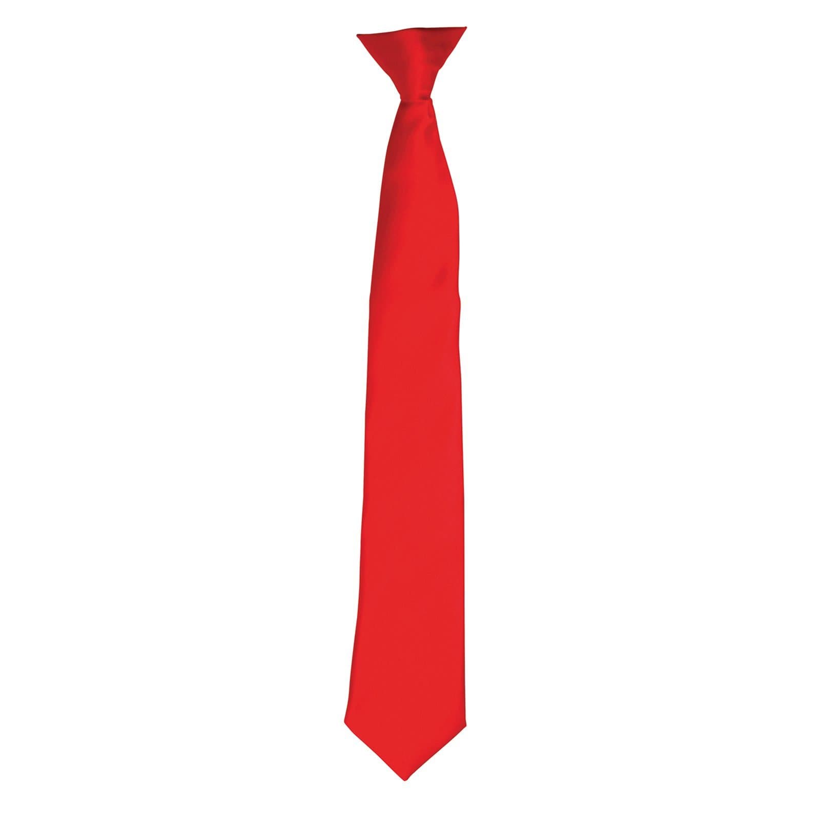 PR755: Colours Satin Clip Tie Ties Premier Red Regular