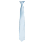 PR755: Colours Satin Clip Tie Ties Premier Light Blue Regular