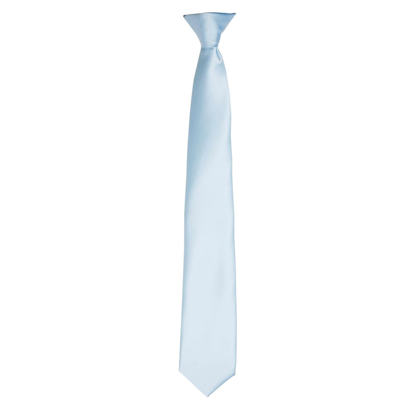 PR755: Colours Satin Clip Tie Ties Premier Light Blue Regular