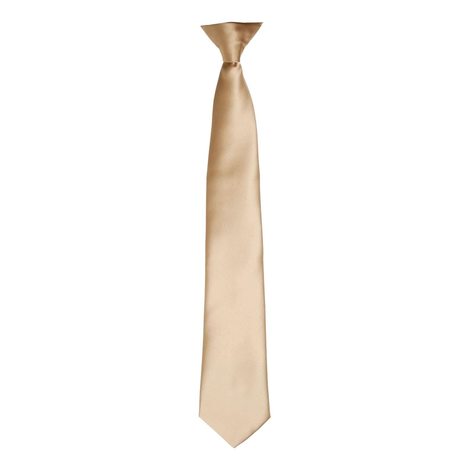 PR755: Colours Satin Clip Tie Ties Premier Khaki Regular