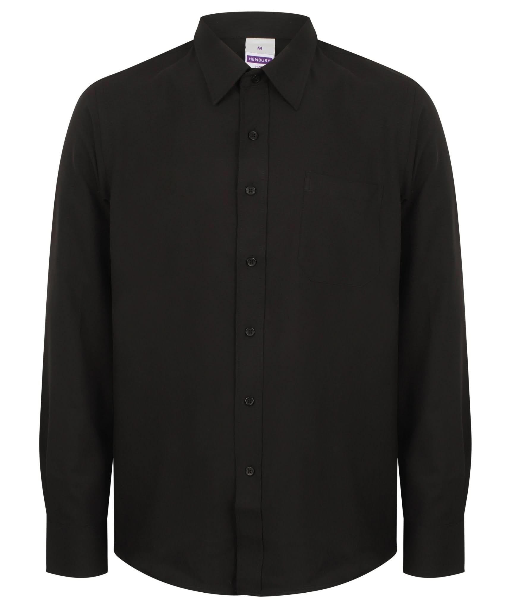 HB590: Men Long Sleeve Wicking Shirt Mens Long Sleeve Shirts Henbury Black S