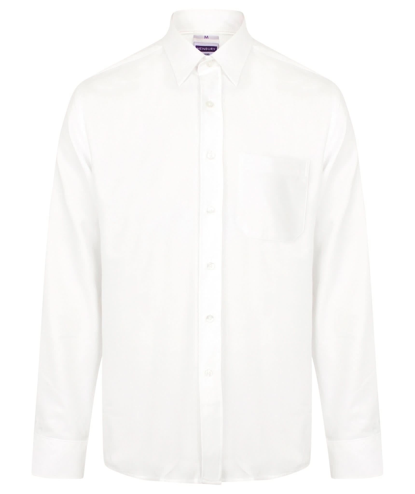 HB590: Men Long Sleeve Wicking Shirt Mens Long Sleeve Shirts Henbury White S