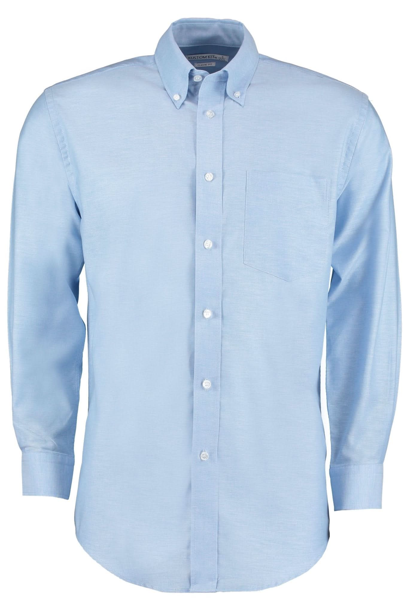 KK351: Mens Oxford Shirt Mens Long Sleeve Shirts Kustom Kit Light Blue 13.5"