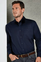 KK351: Mens Oxford Shirt Mens Long Sleeve Shirts Kustom Kit French Navy 14.5"