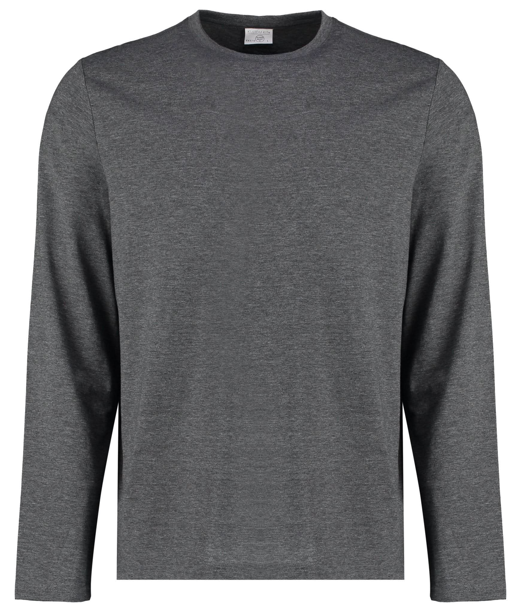 KK510: Mens Long Sleeve T-Shirt Mens T-Shirts Kustom Kit Dark Grey Marl XS