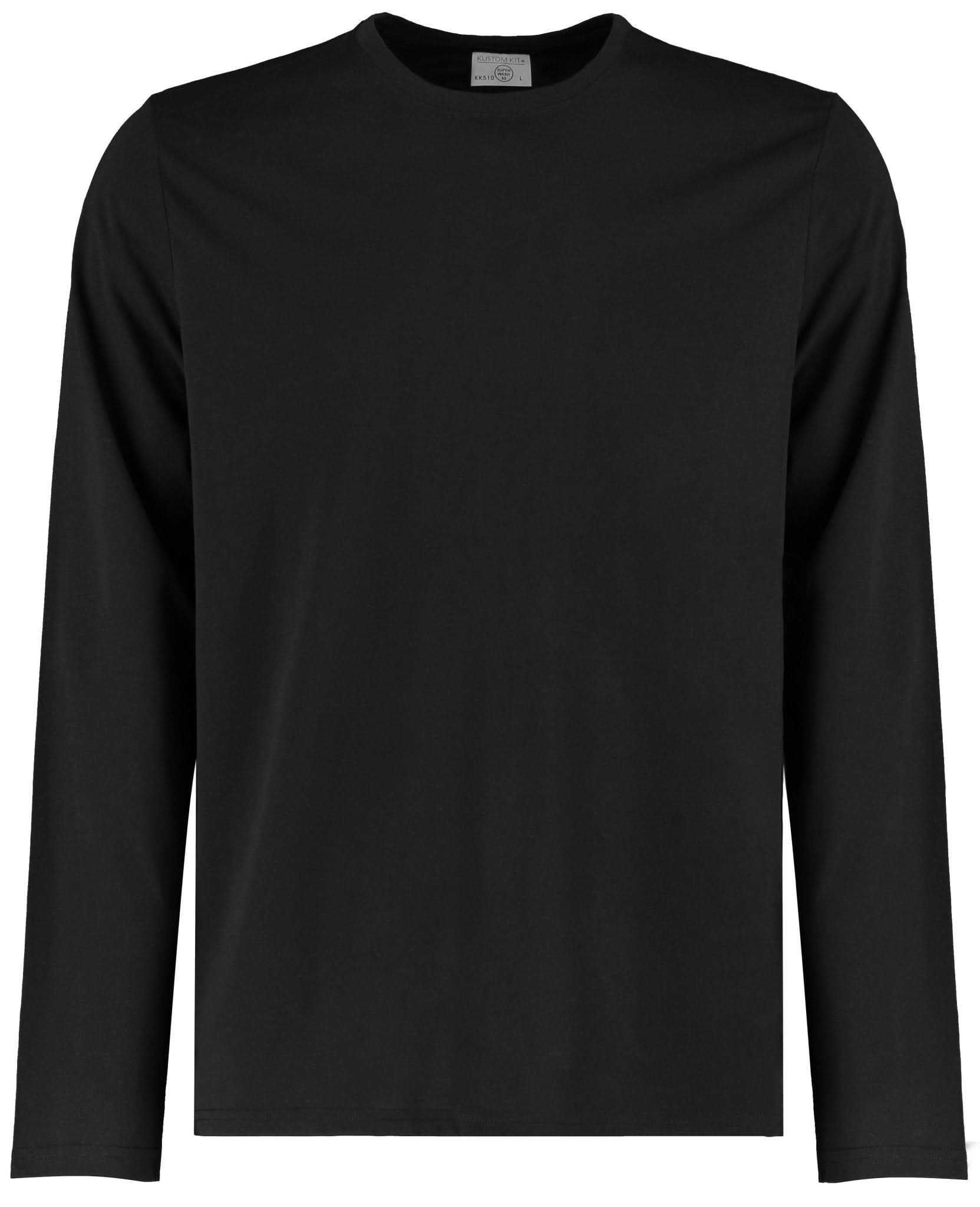 KK510: Mens Long Sleeve T-Shirt Mens T-Shirts Kustom Kit Black XS