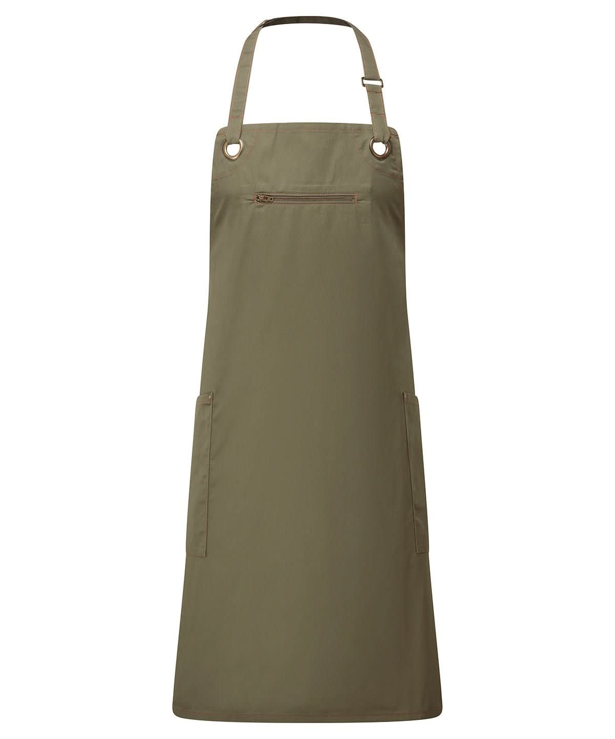 PR121: Barley Bib Apron Aprons Premier Olive/Chestnut Regular