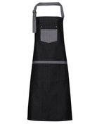 PR127: Contrast Denim Bib Apron Aprons Premier Black Denim Regular