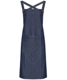 PR129: Cross Back Barista Bib Apron Aprons Premier Indigo Denim Regular