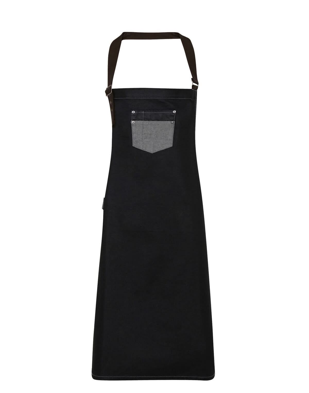 PR136: Waxed-Look Denim Apron Aprons Premier Black Denim Regular