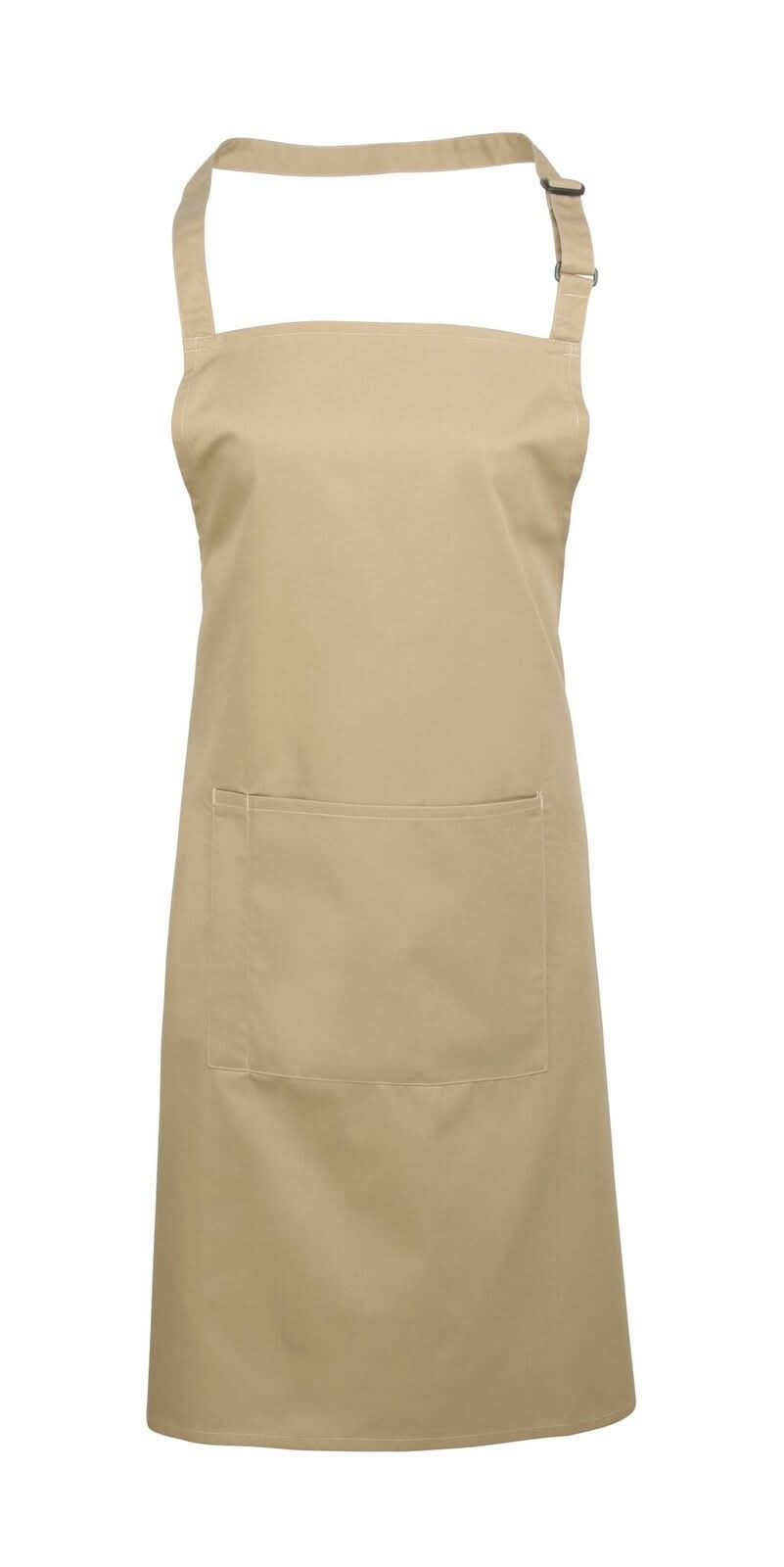 PR154: Colours Pocket Bib Apron Aprons Premier Khaki Regular