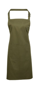 PR154: Colours Pocket Bib Apron Aprons Premier Olive Regular