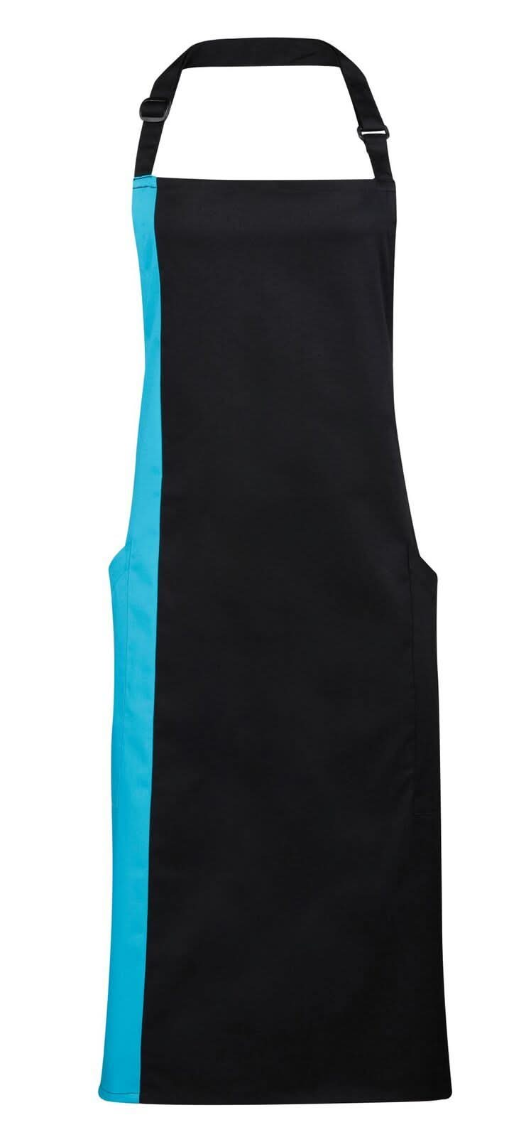 PR162: Contrast Bib Apron Aprons Premier Black/Turquoise Regular