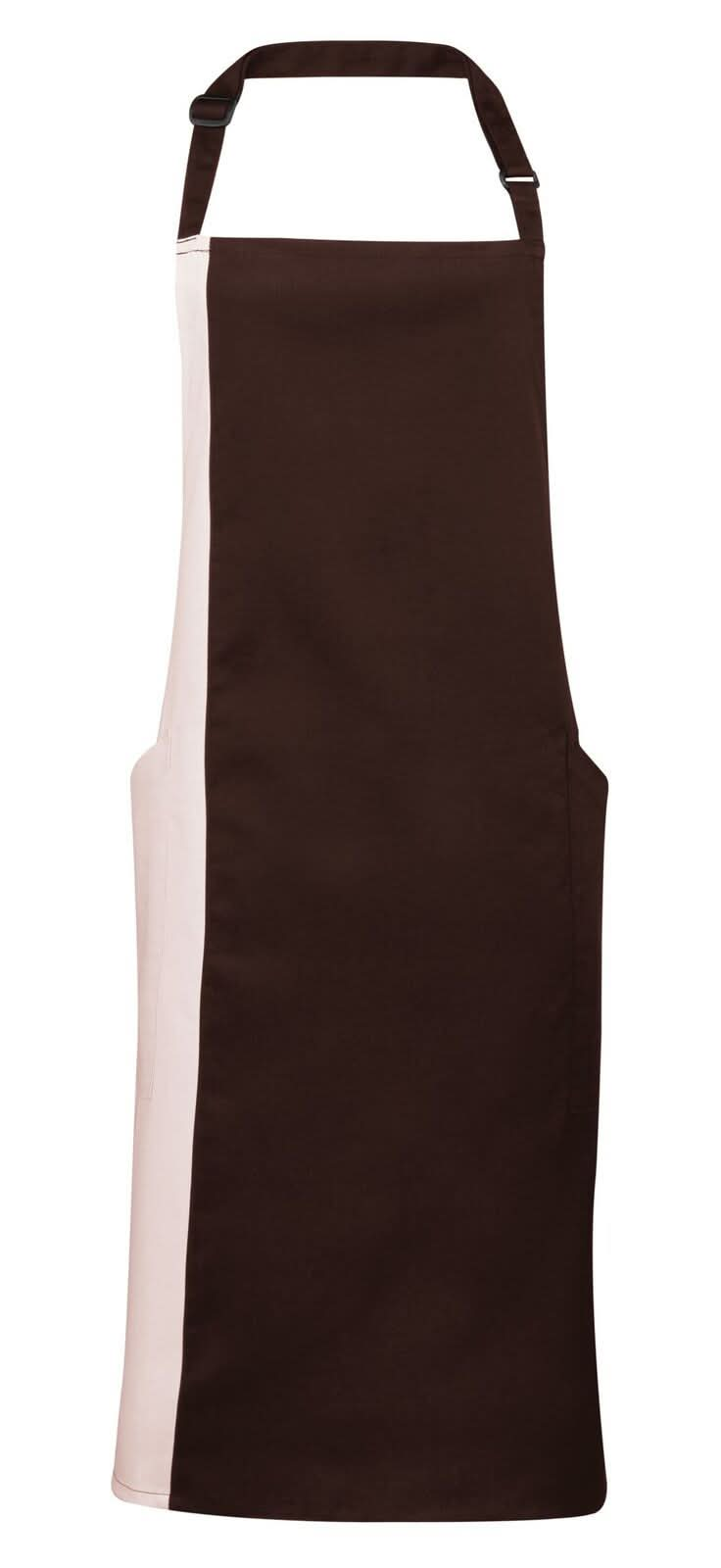 PR162: Contrast Bib Apron Aprons Premier Brown/Natural Regular