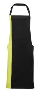 PR162: Contrast Bib Apron Aprons Premier Black/Lime Regular