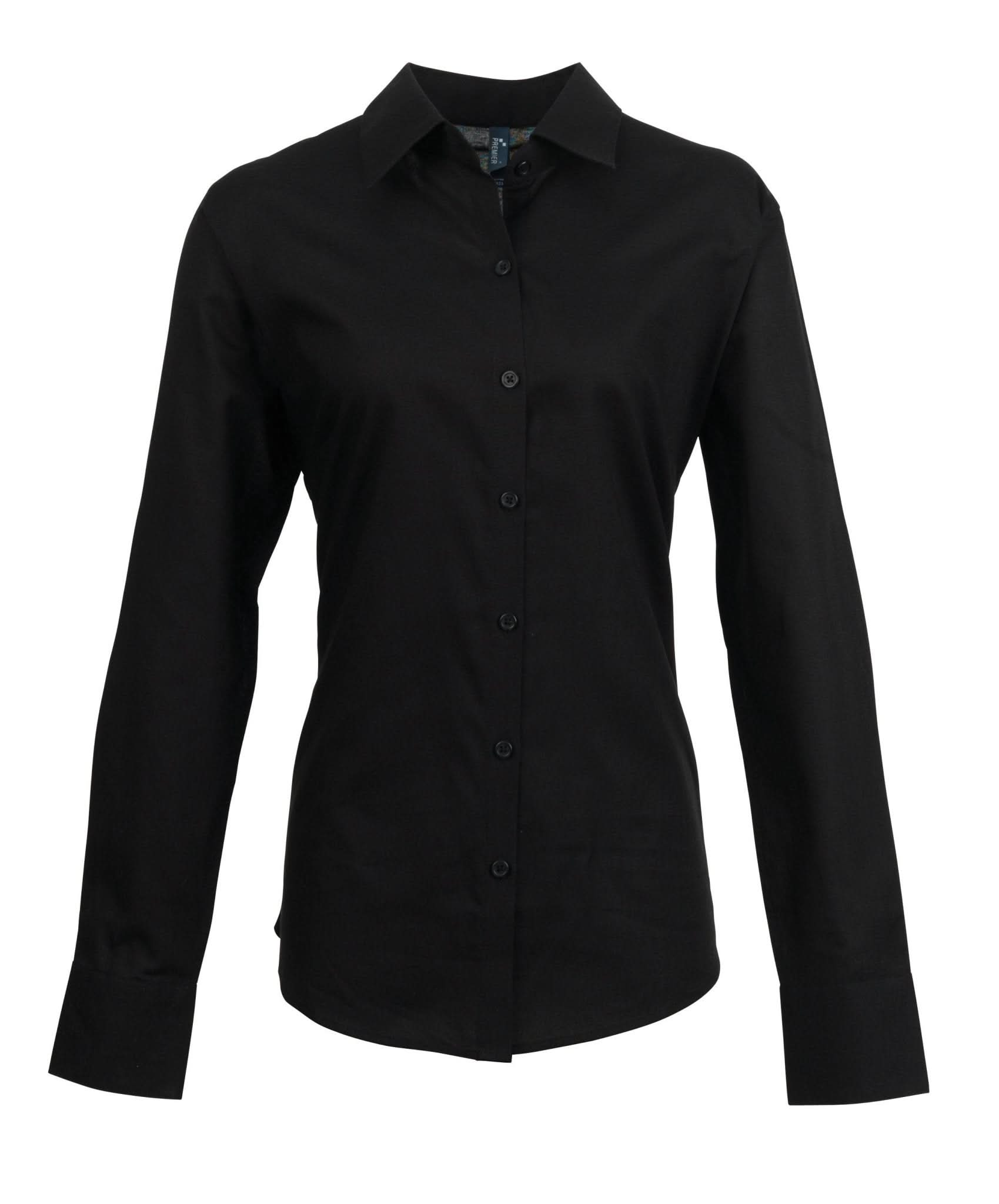 PR334: Signature Long Sleeve Oxford Shirt Womens Long Sleeve Shirts Premier Black 8