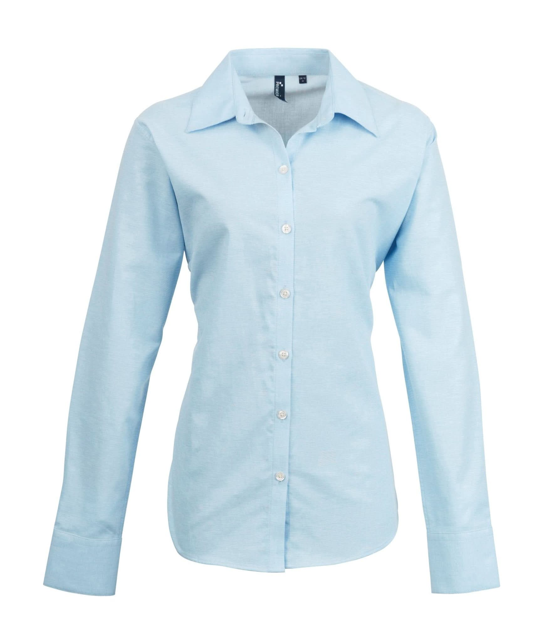 PR334: Signature Long Sleeve Oxford Shirt Womens Long Sleeve Shirts Premier Light Blue 8