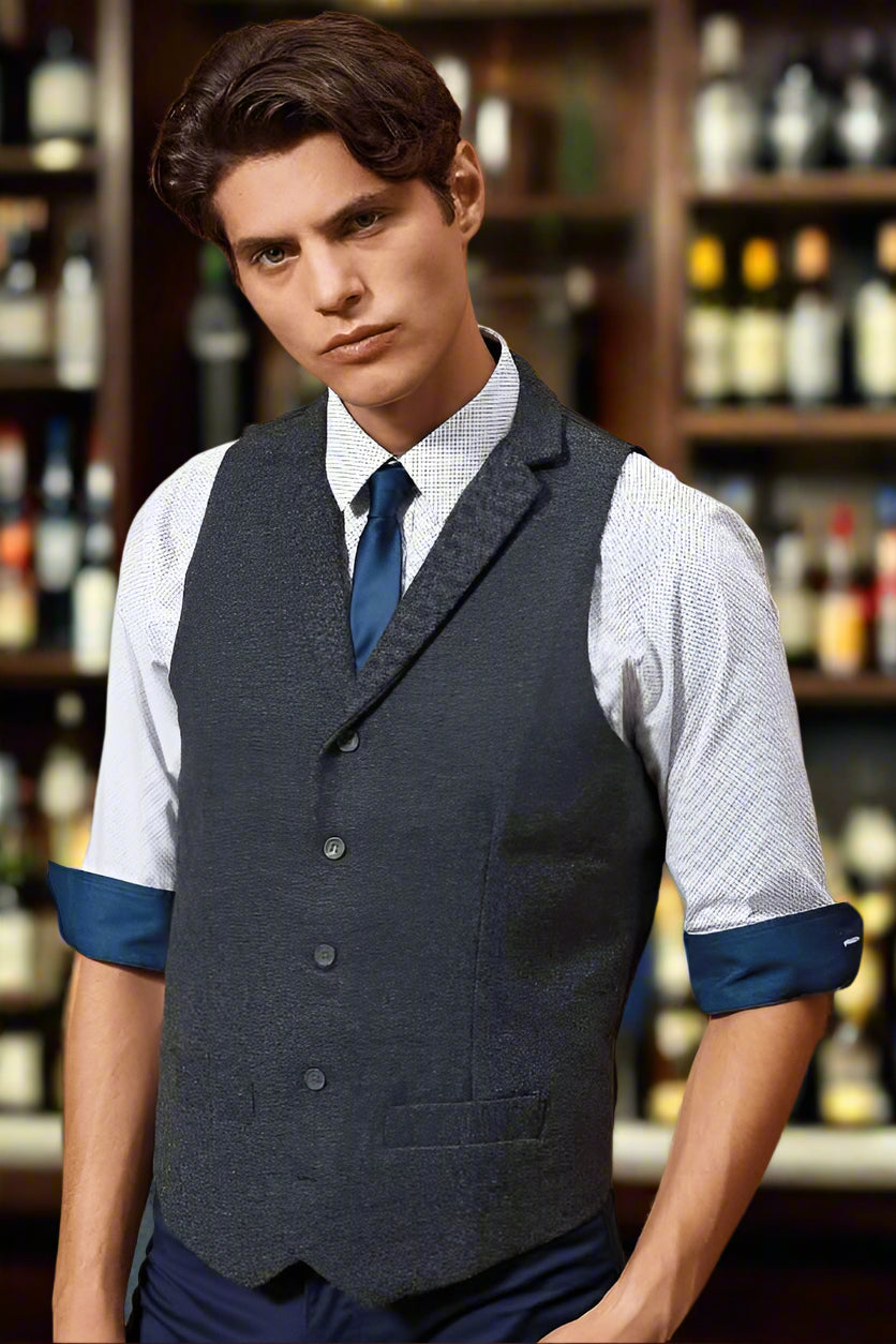 PR652: Mens Herringbone Waistcoat Mens Hospitality Waistcoats Premier