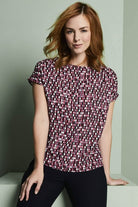 SJ015 - Slash Neck Blouse - Ovals Print - The Staff Uniform Company