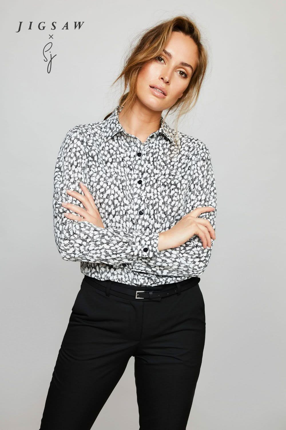 SJ020 - Long Sleeve Blouse - Leopard - The Staff Uniform Company