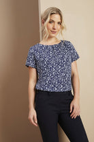 SJ030 - Pleat Neck Blouse - Balloon Print - The Staff Uniform Company