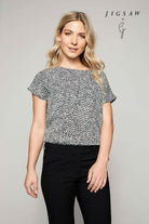 SJ032 - Slash Neck Blouse - Loop Print - The Staff Uniform Company