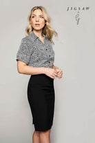 SJ034 - Open Collar Blouse - Loop Print - The Staff Uniform Company