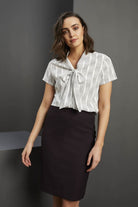 SJ037 - Tie Neck Blouse - Wavy Spot - The Staff Uniform Company