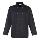 PR665: Mens Studded Front Chefs Jacket Chefs Jacket Premier Black XS