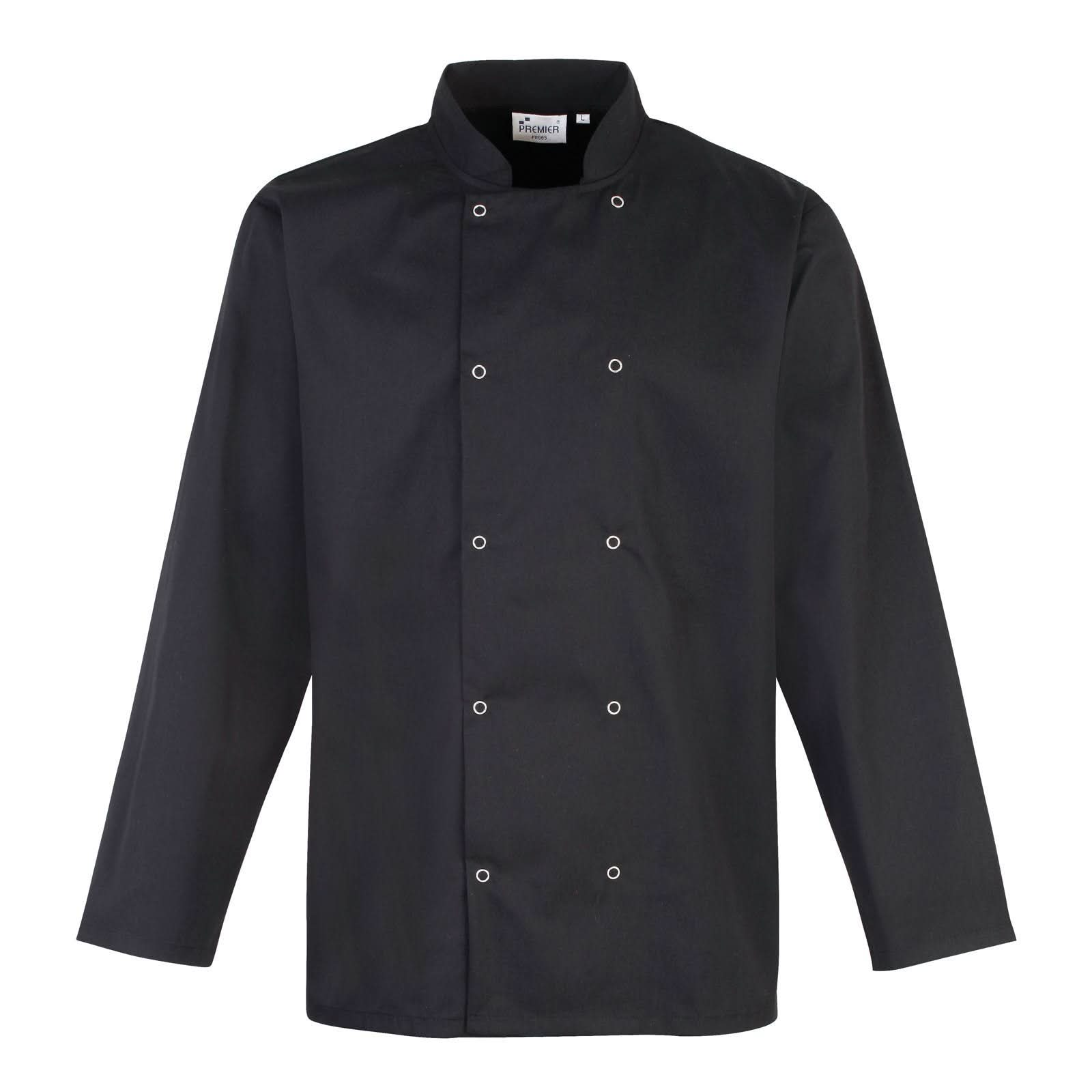 PR665: Mens Studded Front Chefs Jacket Chefs Jacket Premier Black XS